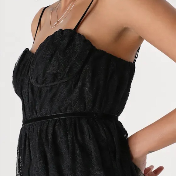 NWT Lulus Black Lace Bustier Sleeveless Dress - Picture 5 of 5